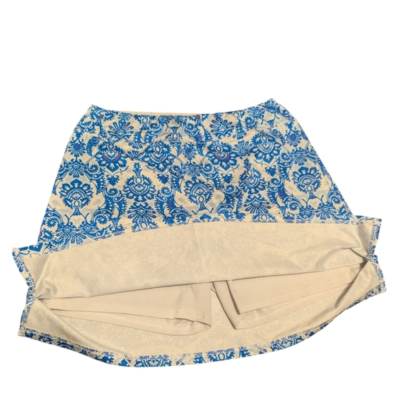 Blue Paisley Print with Pink Accents Active Performance Skort Lightweight - Picture 2 of 6
